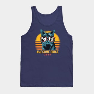 Retro Cool Cat Awesome Since 2019 // Awesome Cattitude Cat Lover Tank Top